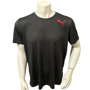 Puma Men’s Athletic T-Shirt Gray Logo Short Sleeve L